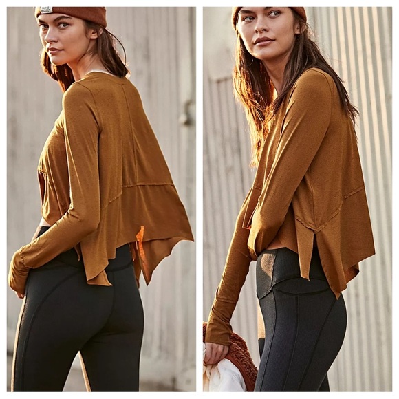 Free People Movement High Atlas Mustard Tempo Long Sleeve Tee - Picture 2 of 13